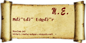 Máté Edgár névjegykártya